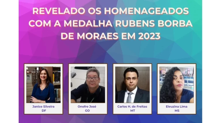 REVELADO OS HOMENAGEADOS COM A MEDALHA RUBENS BORBA DE MORAES EM 2023