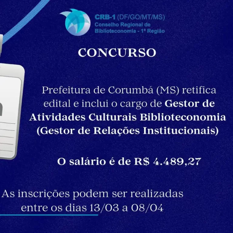 Oportunidade – Concurso Público Da Prefeitura Municipal De Corumbá/Ms