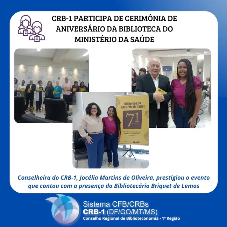 CRB-1 participa da cerimônia de aniversário da Biblioteca do Ministério da Saúde